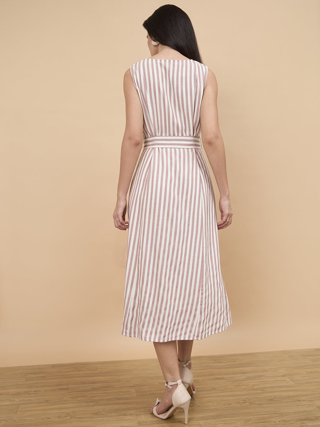 Mocca Stripe Rayon Dress