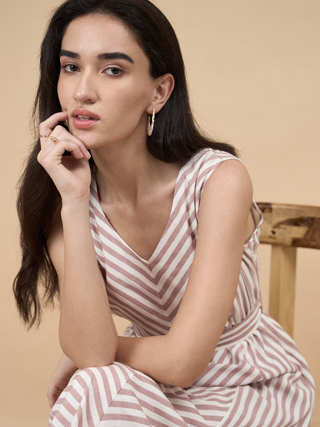 Mocca Stripe Rayon Dress