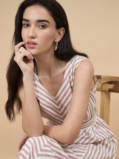 Mocca Stripe Rayon Dress