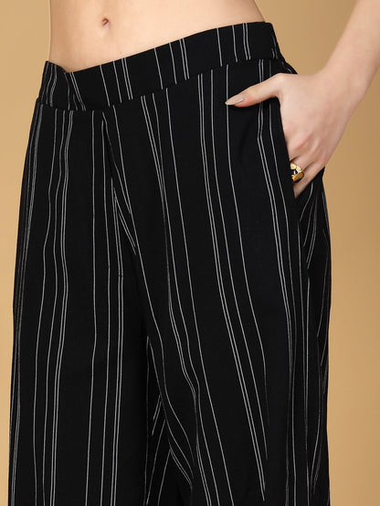 Gipsy Black Striped Cotton Vest With Pants