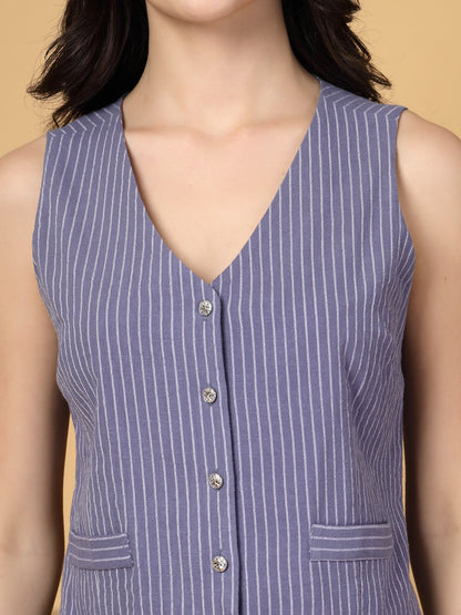 Gipsy Blue Striped Cotton Vest With Pants