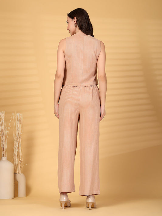 Gipsy Khaki Striped Cotton Vest With Pants