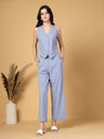 Gipsy Light Blue Striped Cotton Vest With Pants