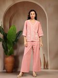 Gipsy Dusty Pink Embroidery Linen Cord Set