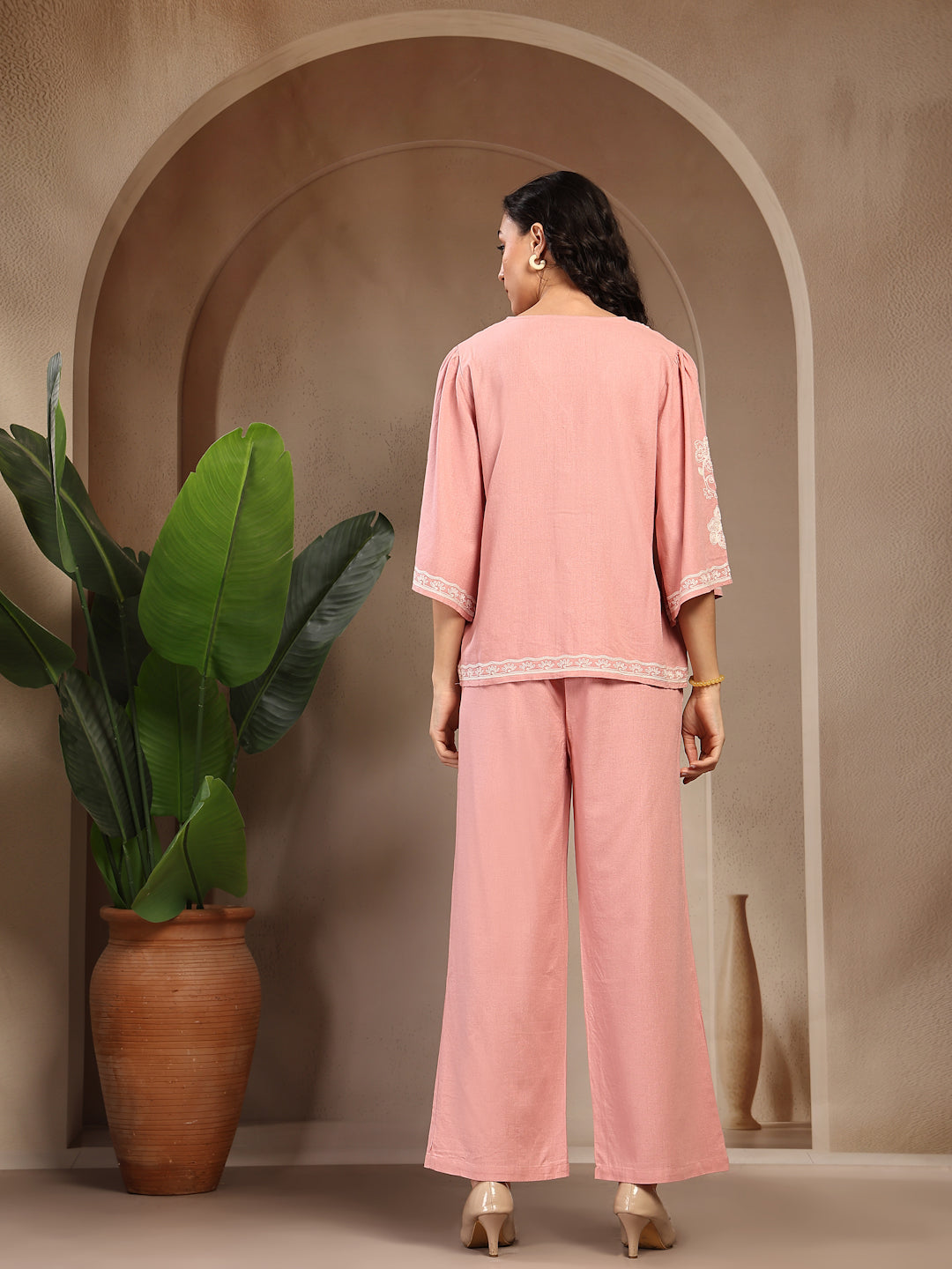 Gipsy Dusty Pink Embroidery Linen Cord Set