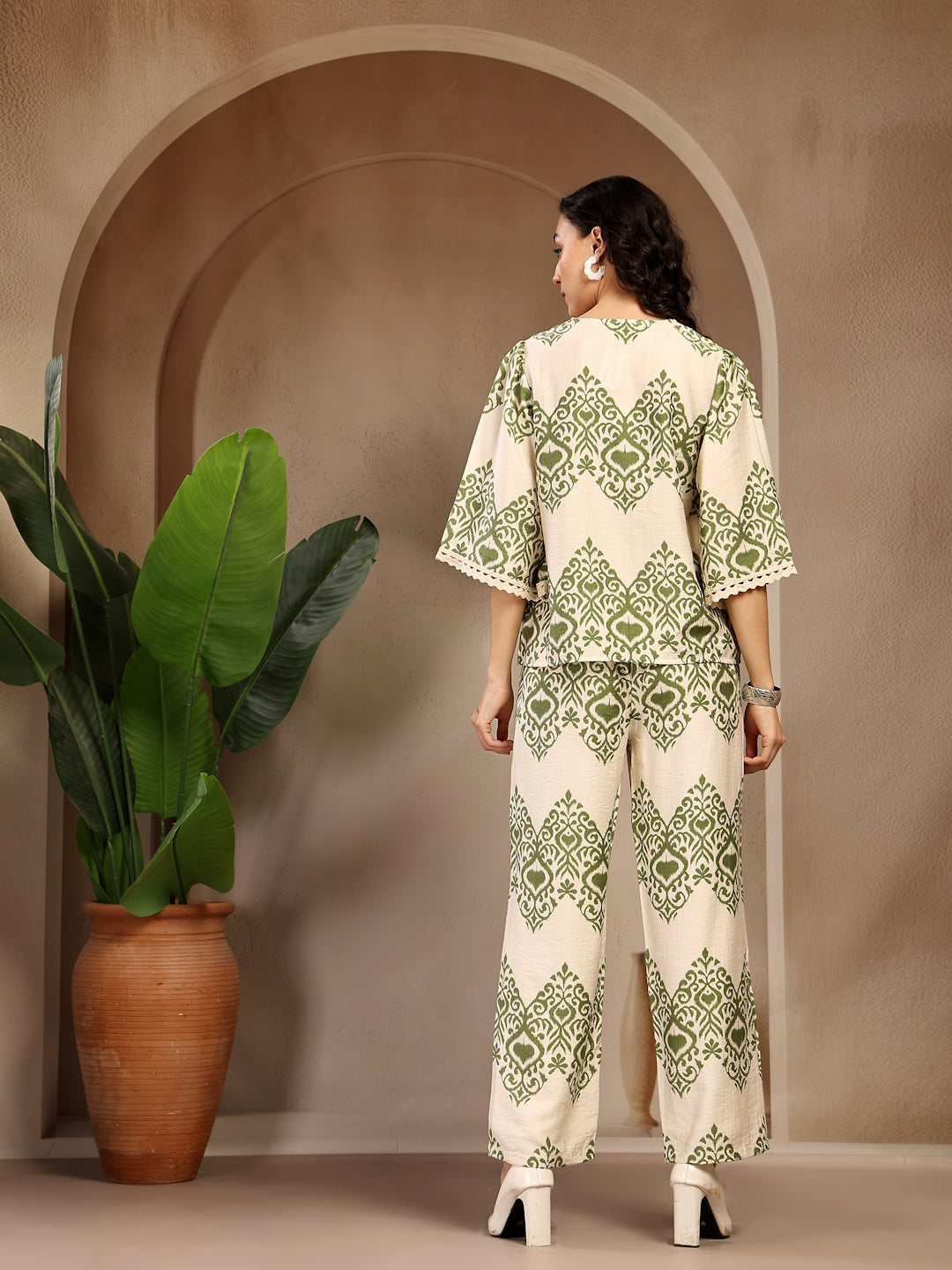 Gipsy Green Printed Rayon Cord Set