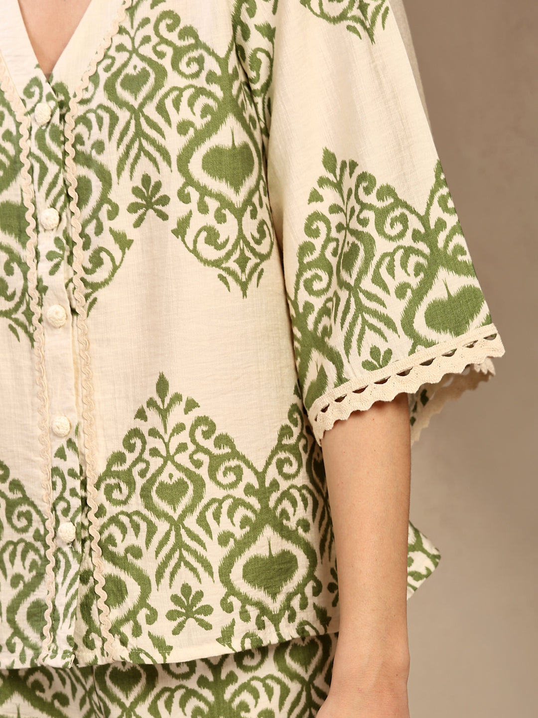 Gipsy Green Printed Rayon Cord Set