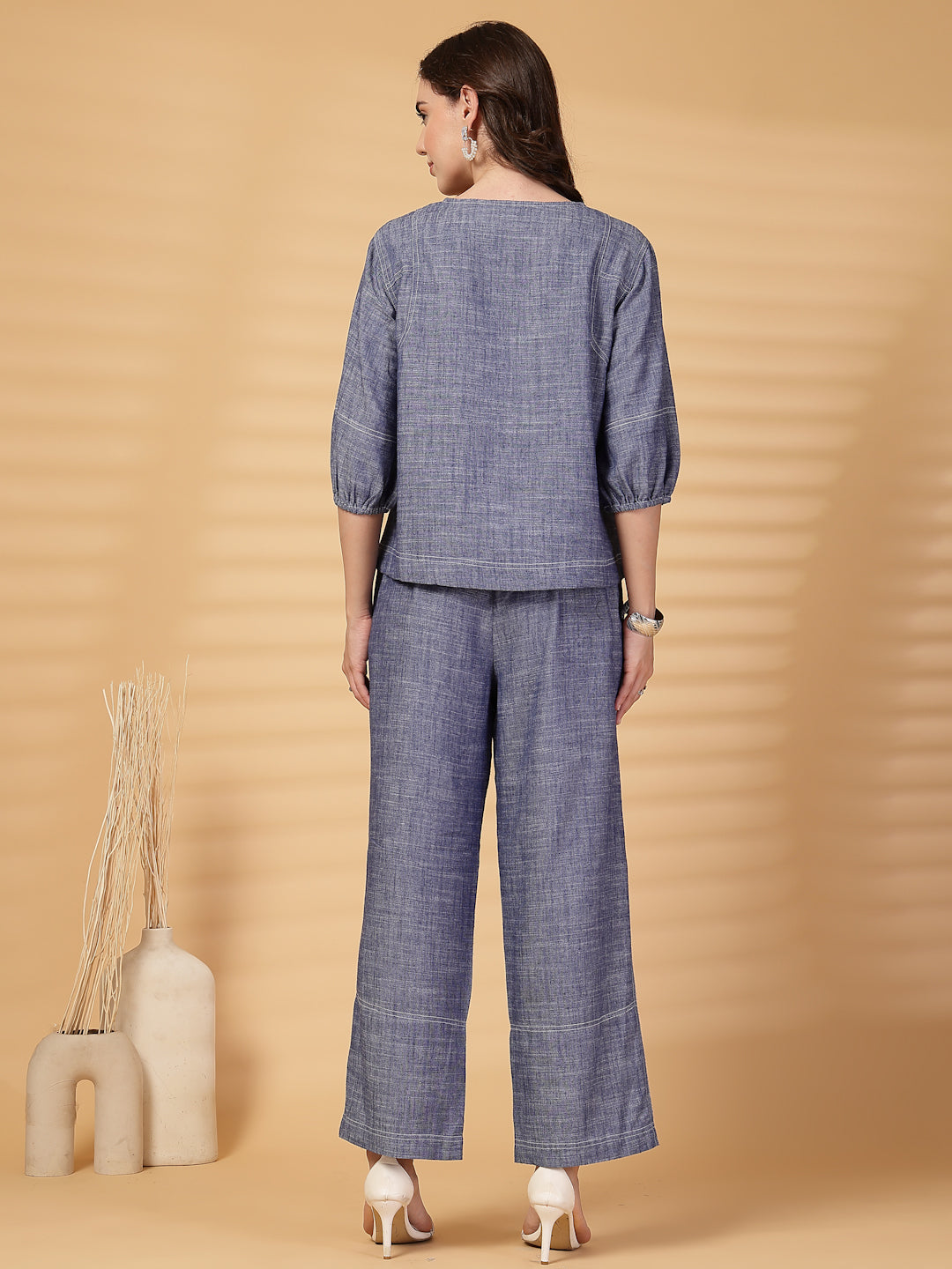 Gipsy Indigo Plain Chambray Cotton Top With Pants