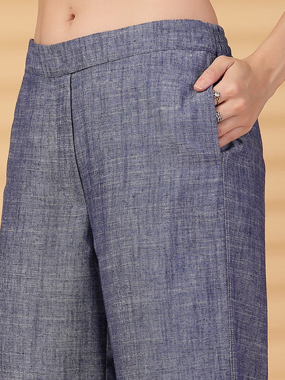 Gipsy Indigo Plain Chambray Cotton Top With Pants