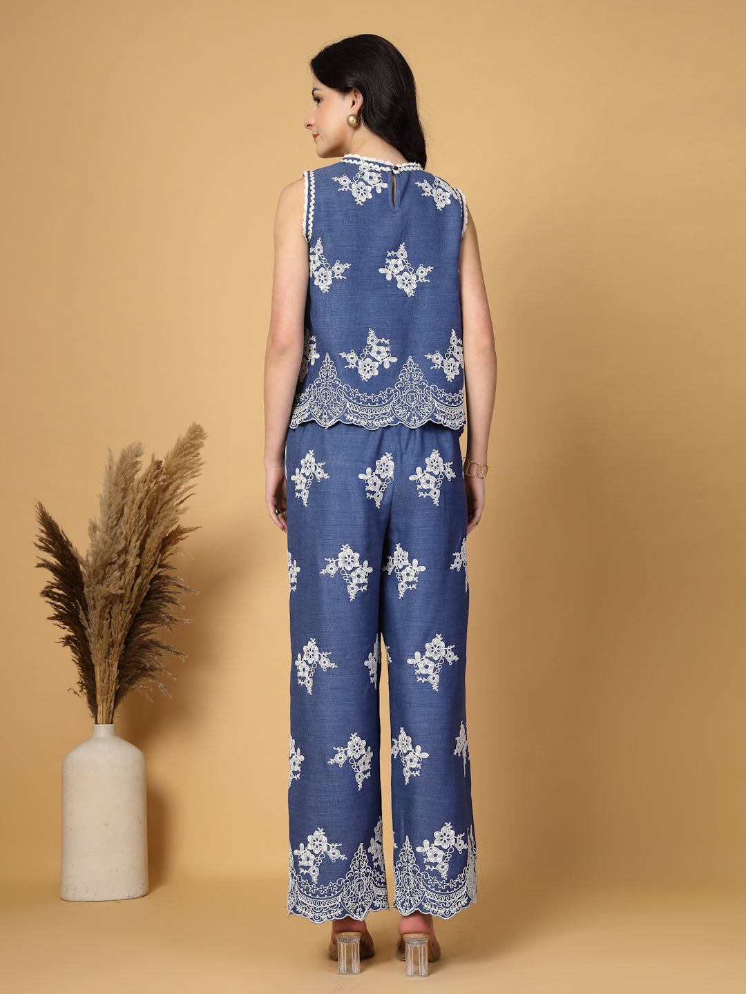 Gipsy Indigo Embroidery Top With Pants