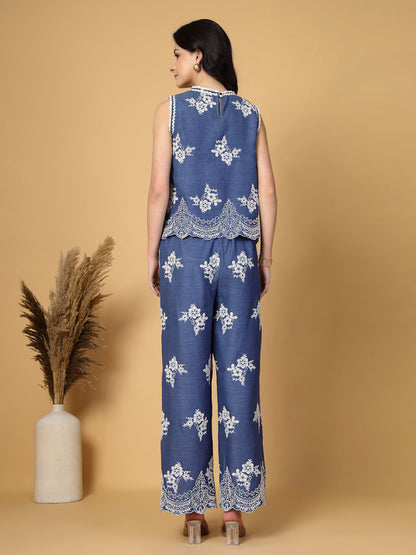 Gipsy Indigo Embroidery Top With Pants