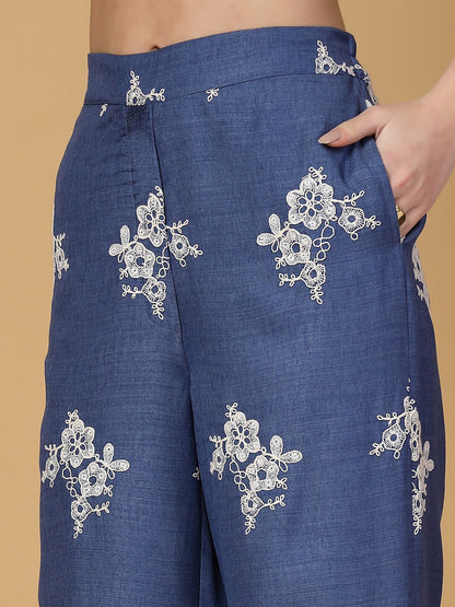 Gipsy Indigo Embroidery Top With Pants