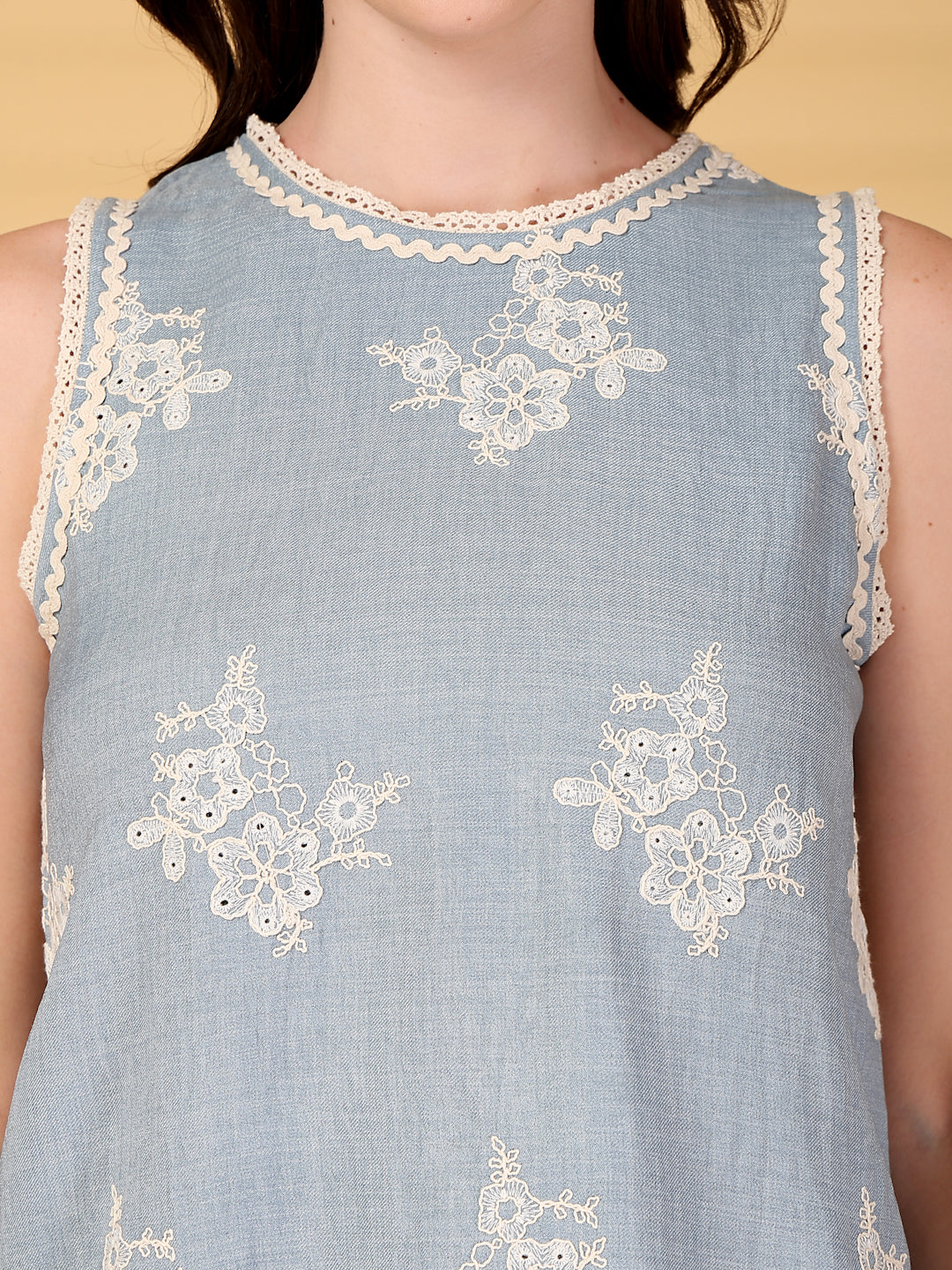 Gipsy Sky Blue Embroidered Top With Pants