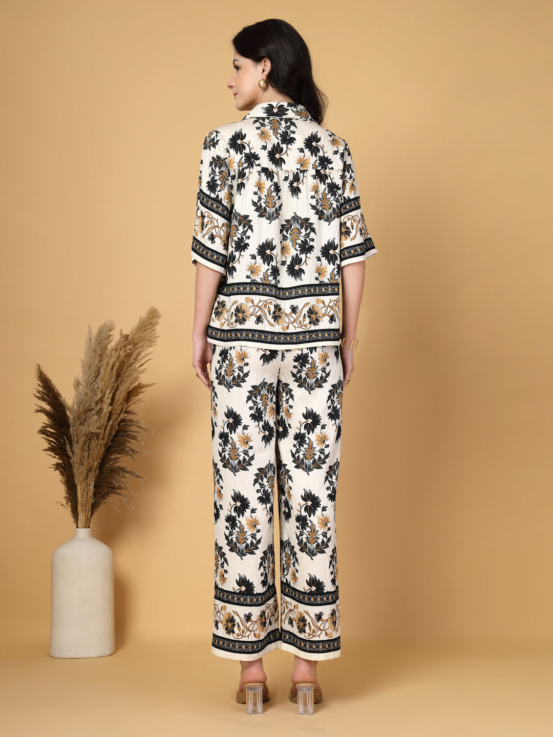 Gipsy Black Printed Rayon Shirt With Pants