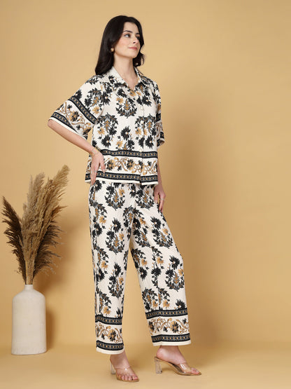 Gipsy Black Printed Rayon Shirt With Pants