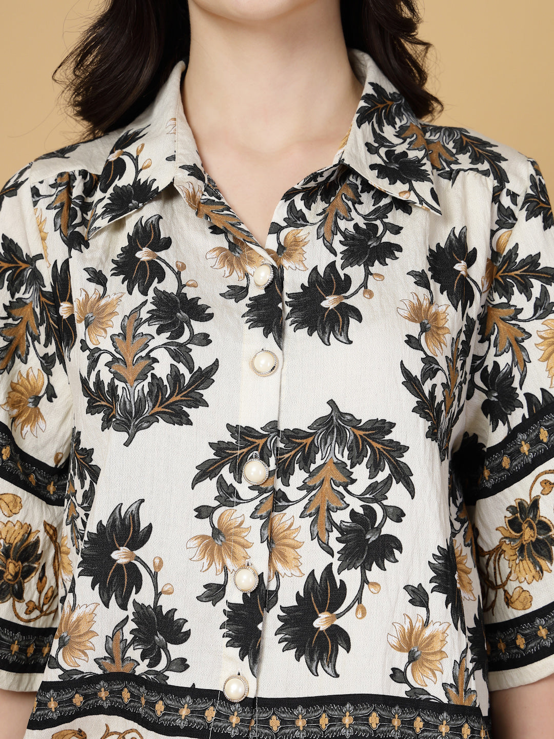 Gipsy Black Printed Rayon Shirt With Pants