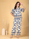 Gipsy Cobalt Blue Printed Rayon Shirt With Pants