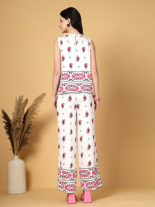 Gipsy Pink Paisley Rayon Top With Pants