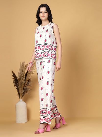Gipsy Pink Paisley Rayon Top With Pants
