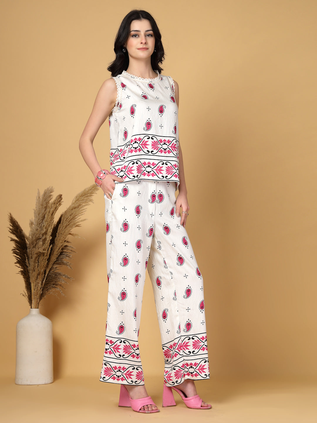 Gipsy Pink Paisley Rayon Top With Pants