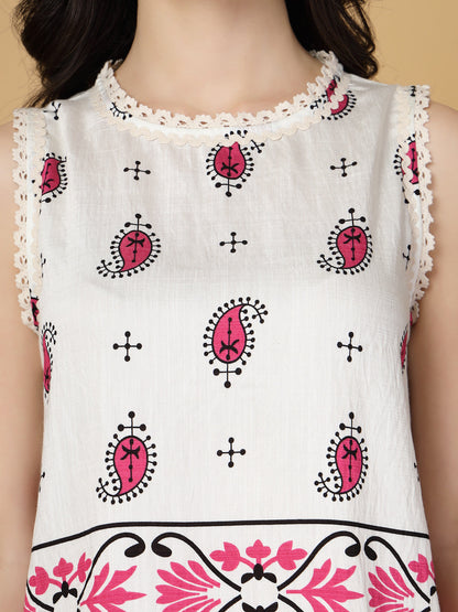 Gipsy Pink Paisley Rayon Top With Pants
