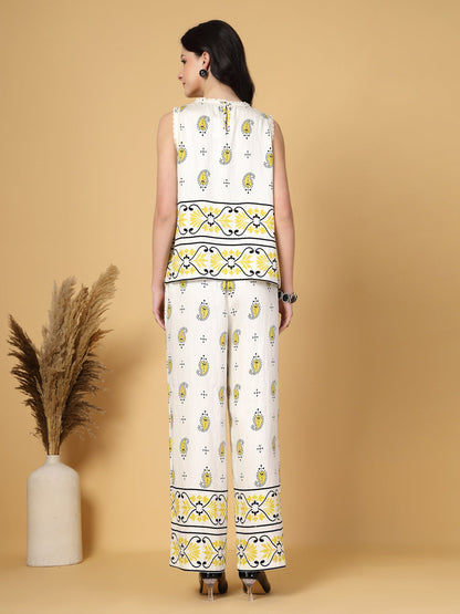 Gipsy Yellow Paisley Rayon Top With Pants