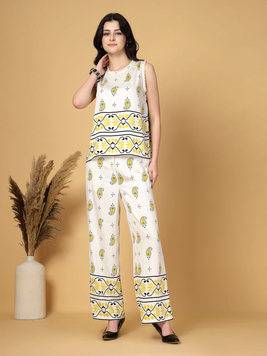Gipsy Yellow Paisley Rayon Top With Pants