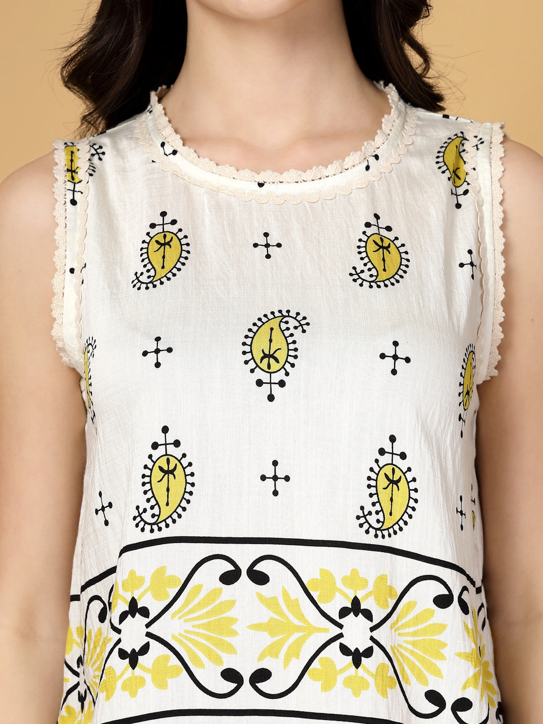 Gipsy Yellow Paisley Rayon Top With Pants