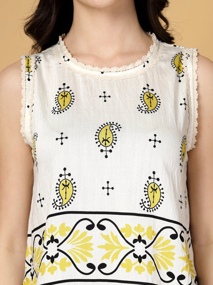 Gipsy Yellow Paisley Rayon Top With Pants