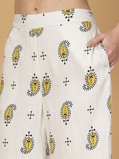 Gipsy Yellow Paisley Rayon Top With Pants