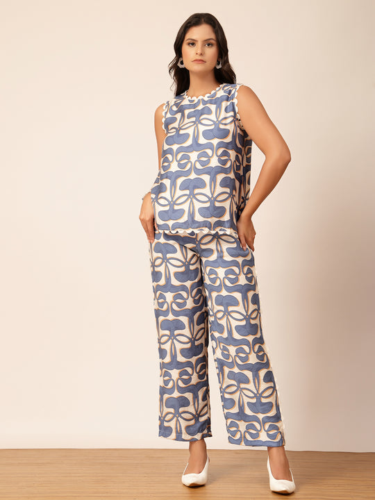 Gipsy Blue Rayon Printed Co-ord Set