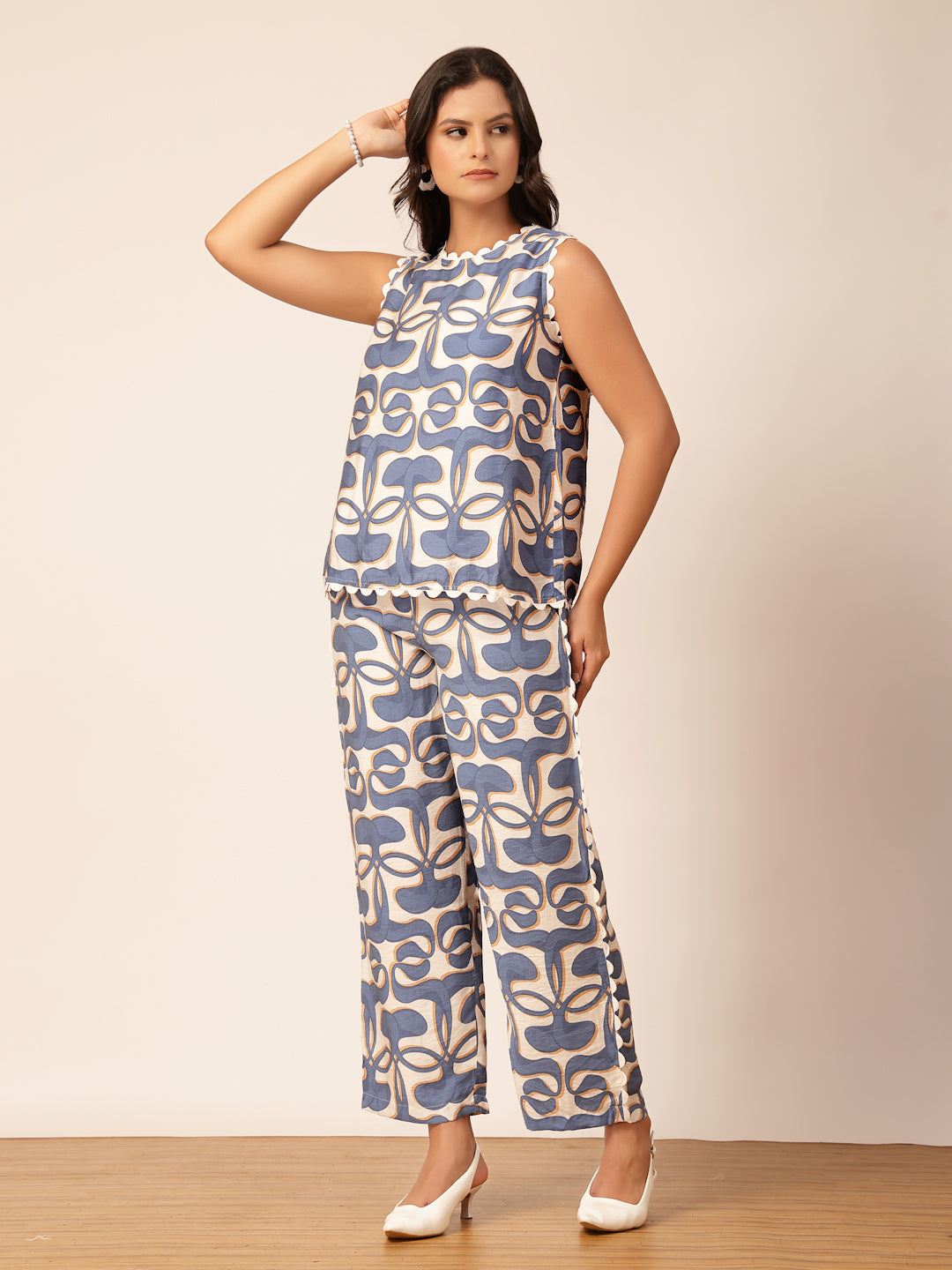 Gipsy Blue Rayon Printed Co-ord Set
