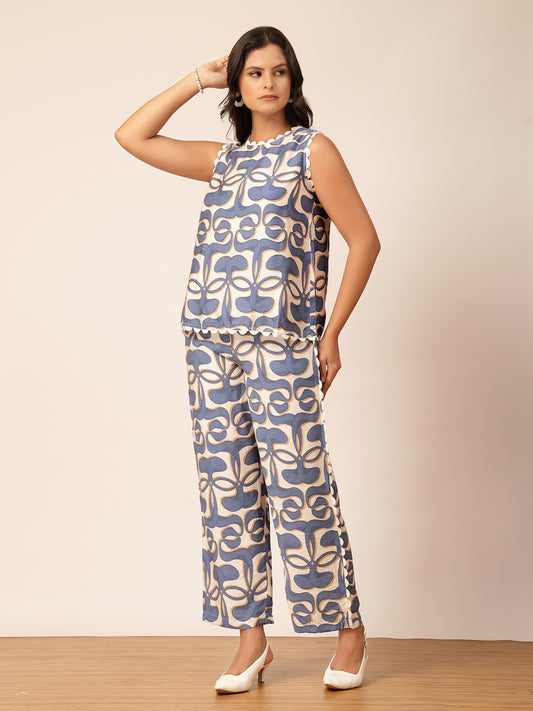 Gipsy Blue Rayon Printed Co-ord Set