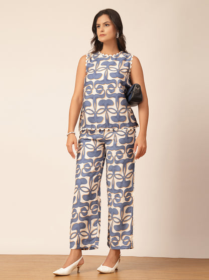 Gipsy Blue Rayon Printed Co-ord Set