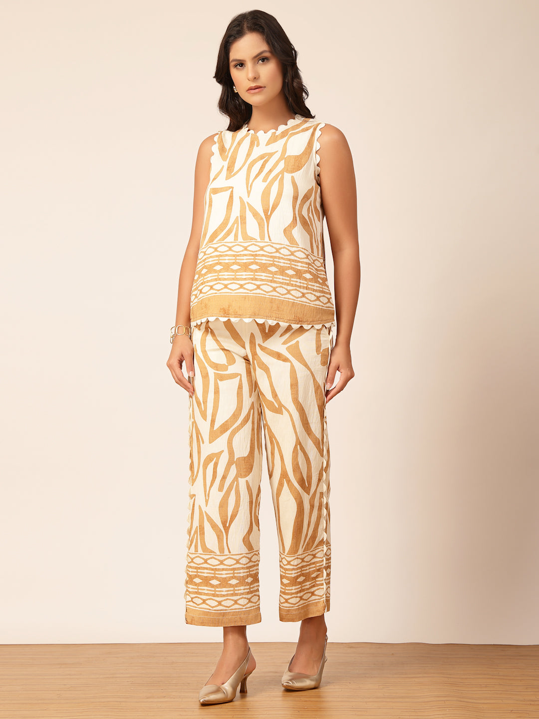 Gipsy Beige Rayon Printed Co-ord Set