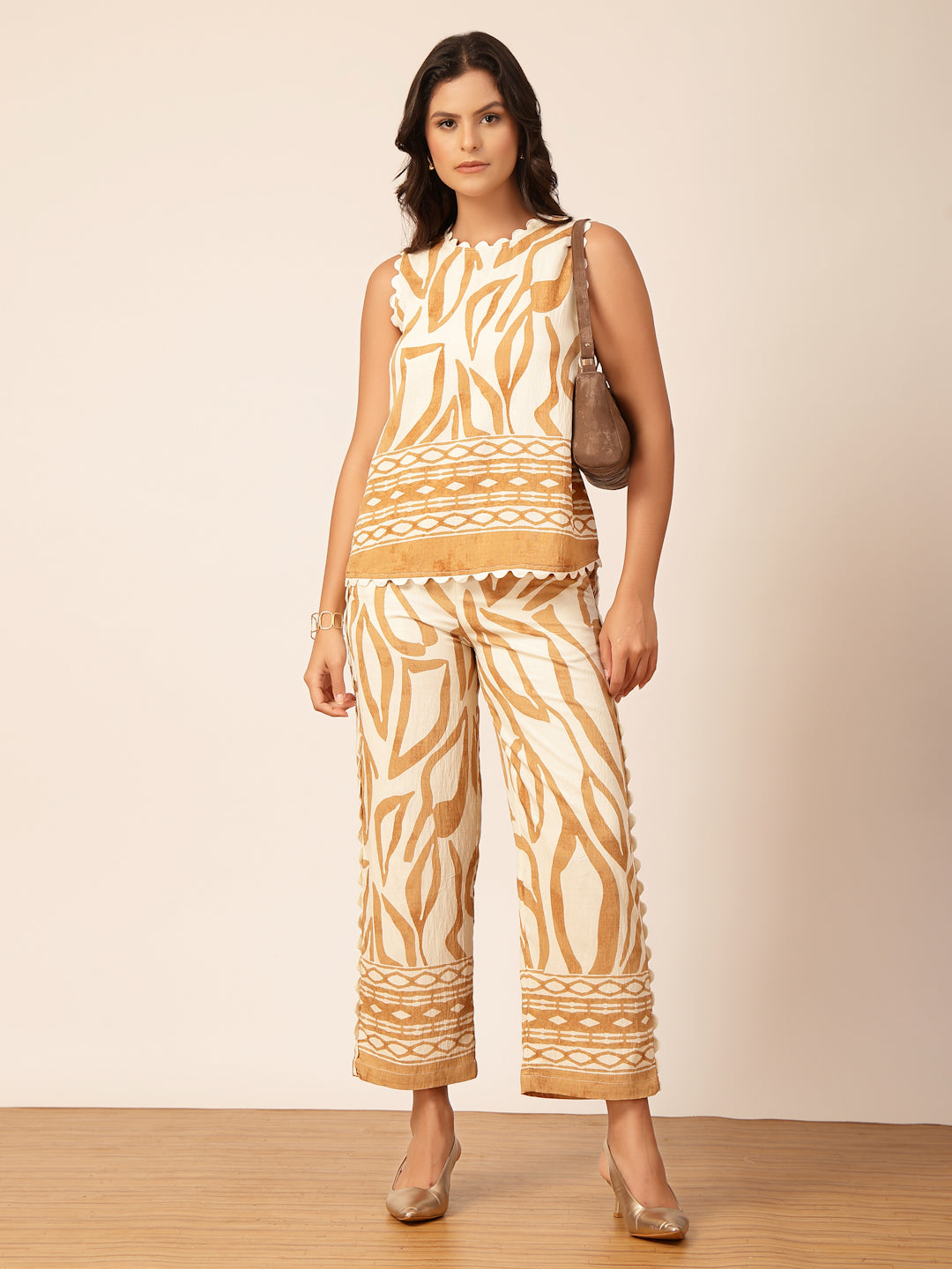 Gipsy Beige Rayon Printed Co-ord Set