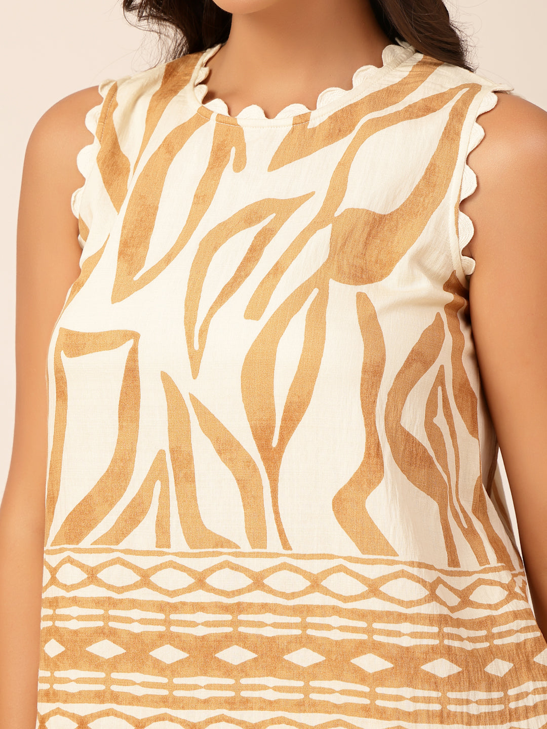 Gipsy Beige Rayon Printed Co-ord Set