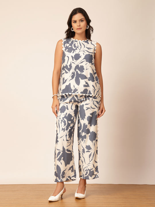 Gipsy Blue Printed Viscose Co-ord Set
