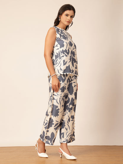 Gipsy Blue Printed Viscose Co-ord Set