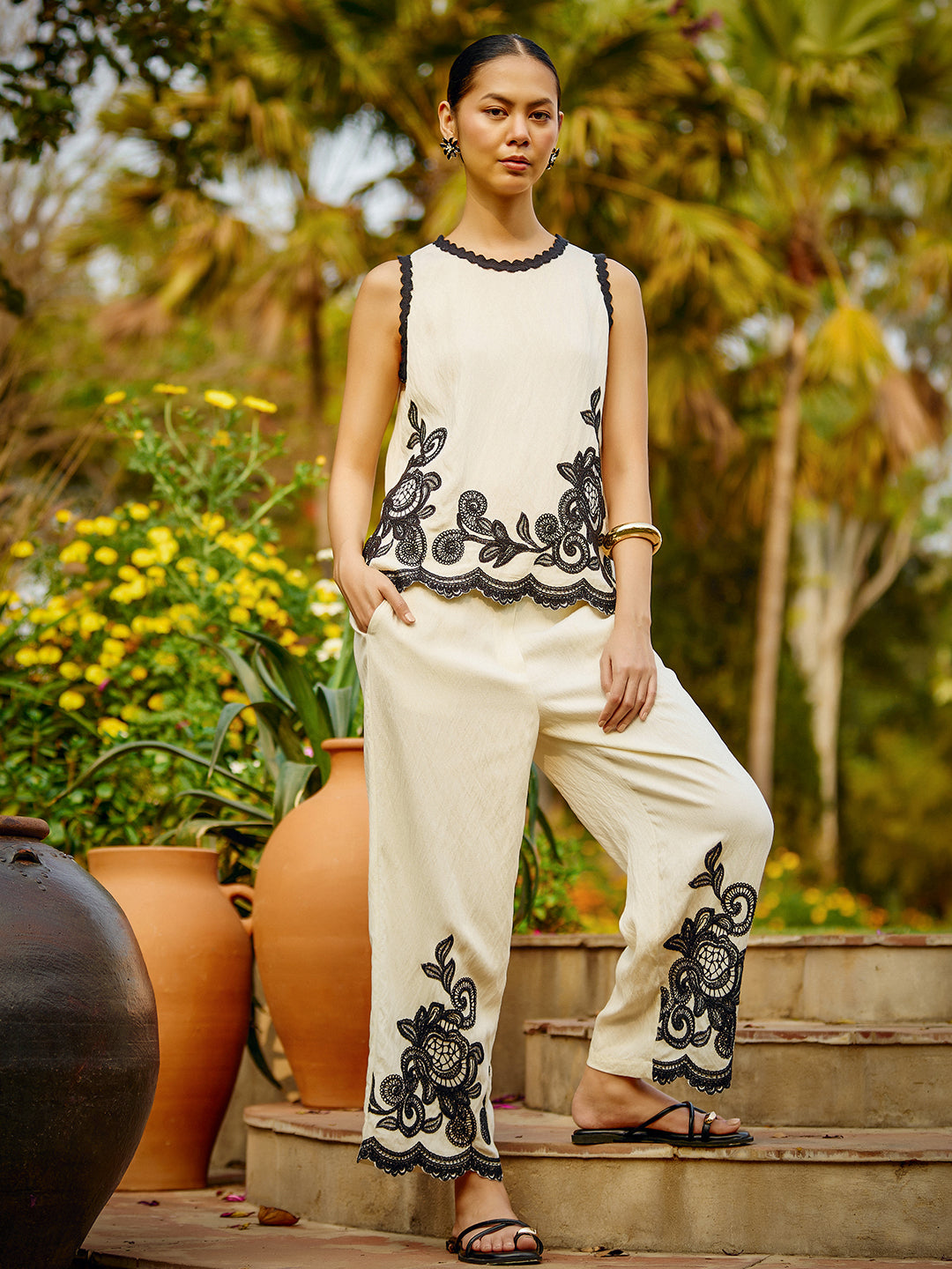 Gipsy Black & White Embroidery Co-ord Set