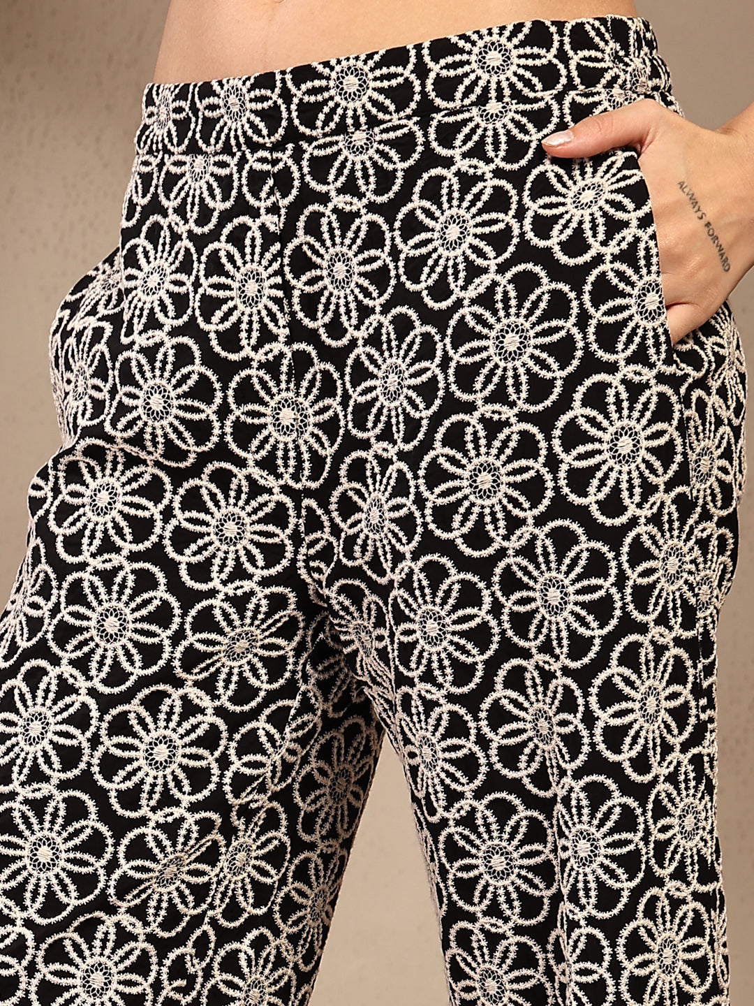 Black Embroidery Cotton Co-Ord Set