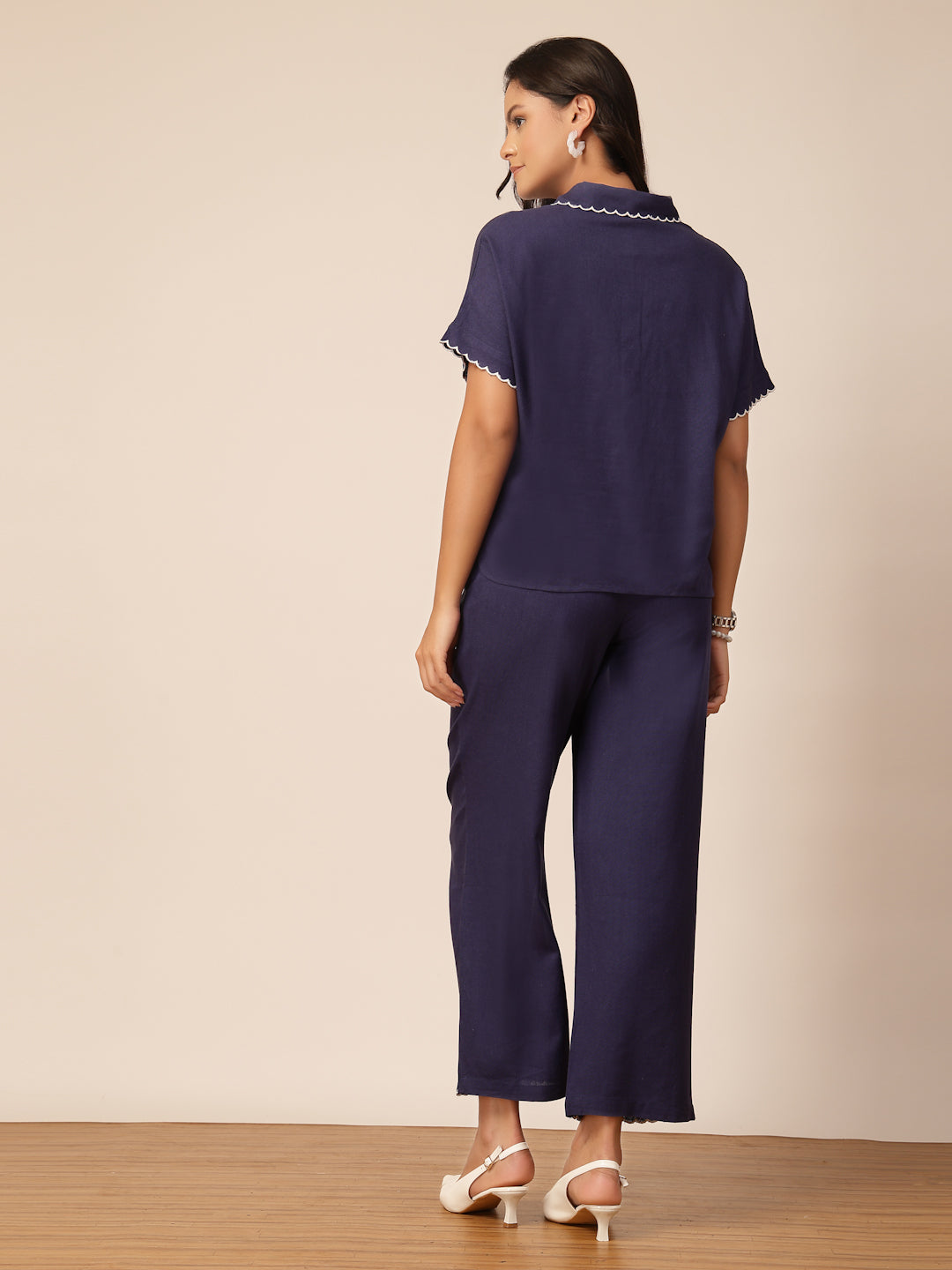 Gipsy Navy Embroidery Linen Co-ord Set