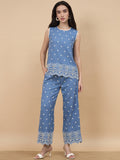 Gipsy Light Blue Schiffli Rayon Co-Ord Set