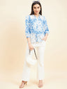 Gipsy Women Printed Lace Rayon Blue Shirt