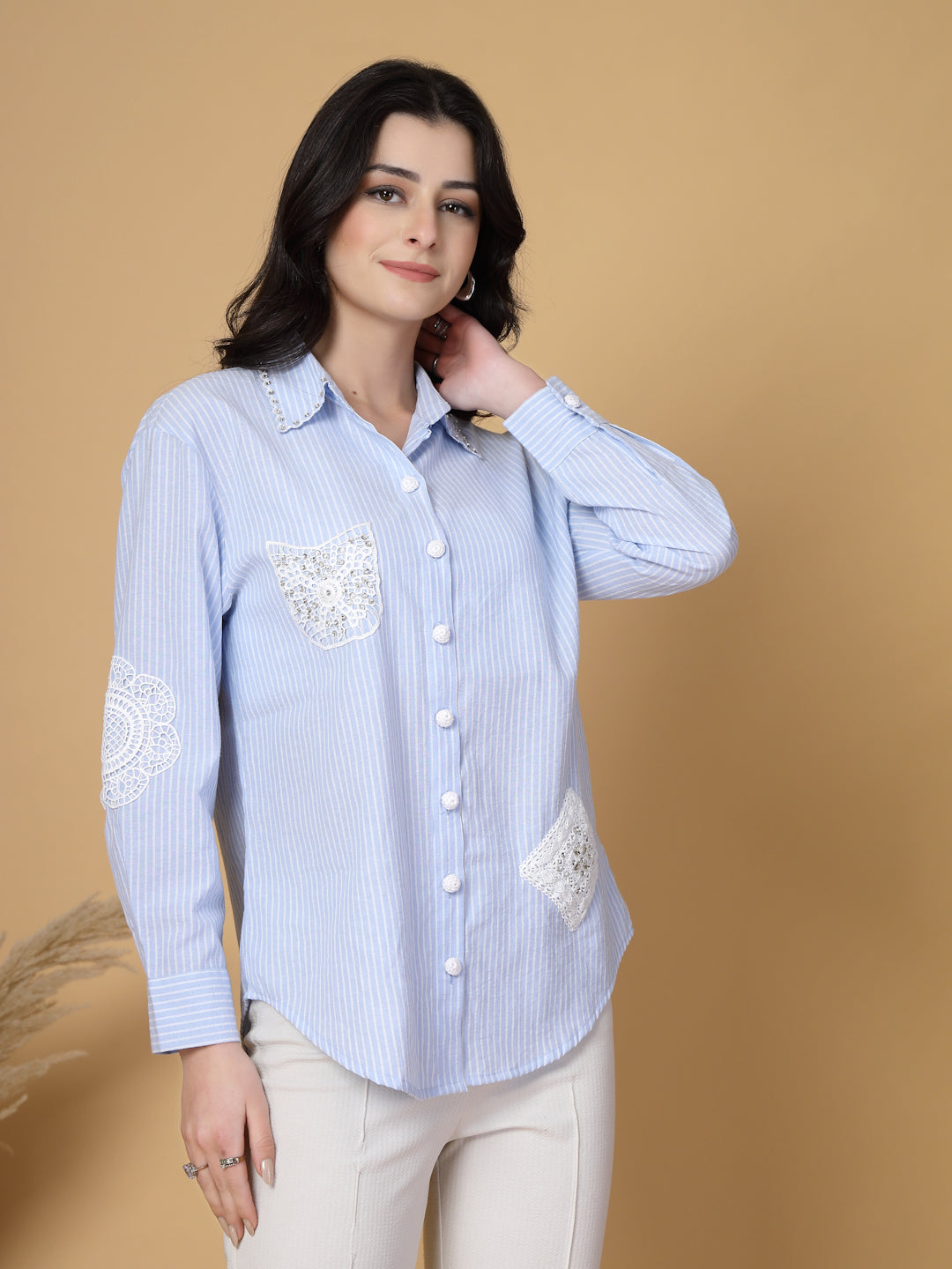 Gipsy Sky Blue Cotton Striped Shirt