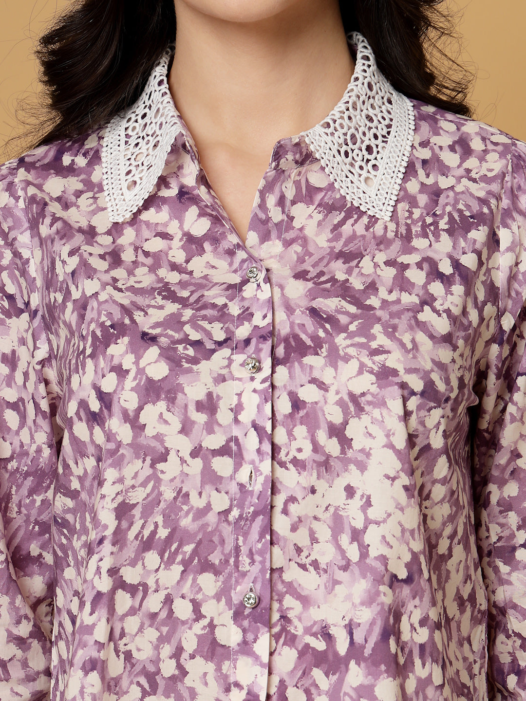 Gipsy Purple Cotton Floral Printed Shirt