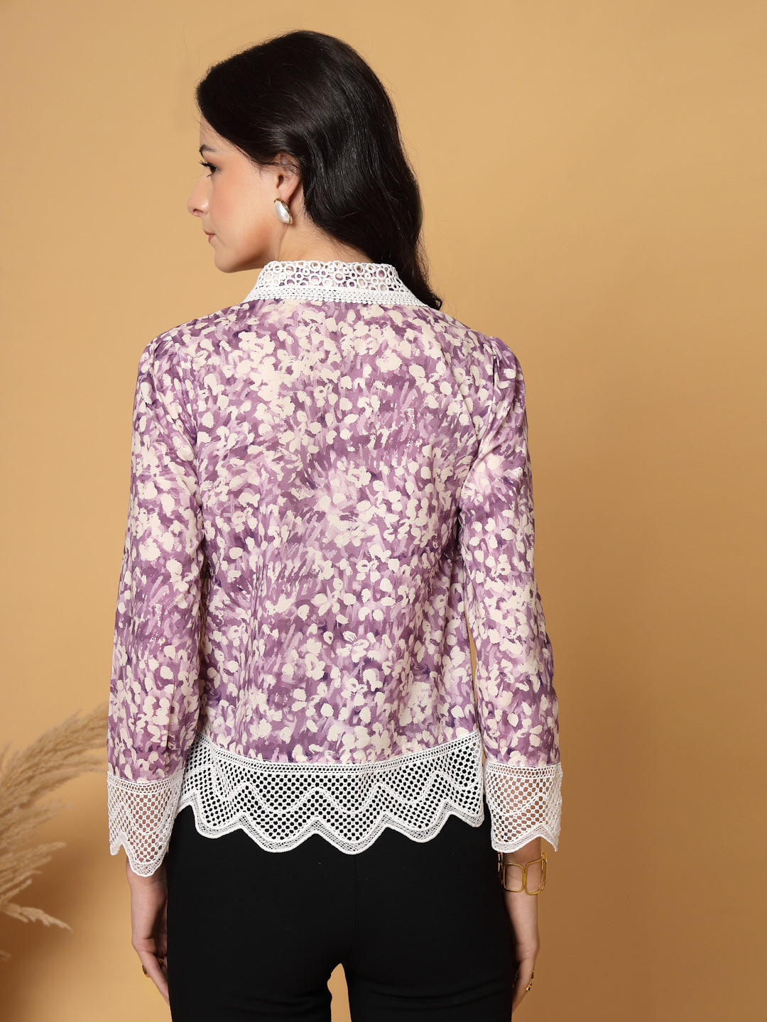 Gipsy Purple Cotton Floral Printed Shirt