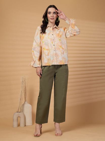 Gipsy Orange Floral Cotton Shirt