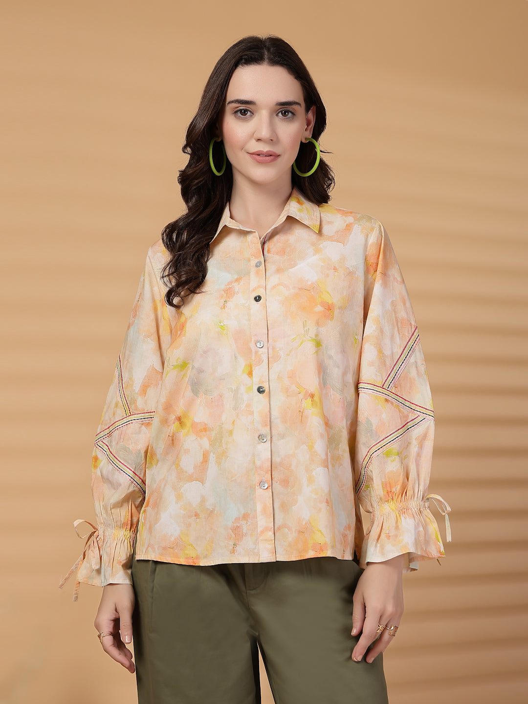 Gipsy Orange Floral Cotton Shirt