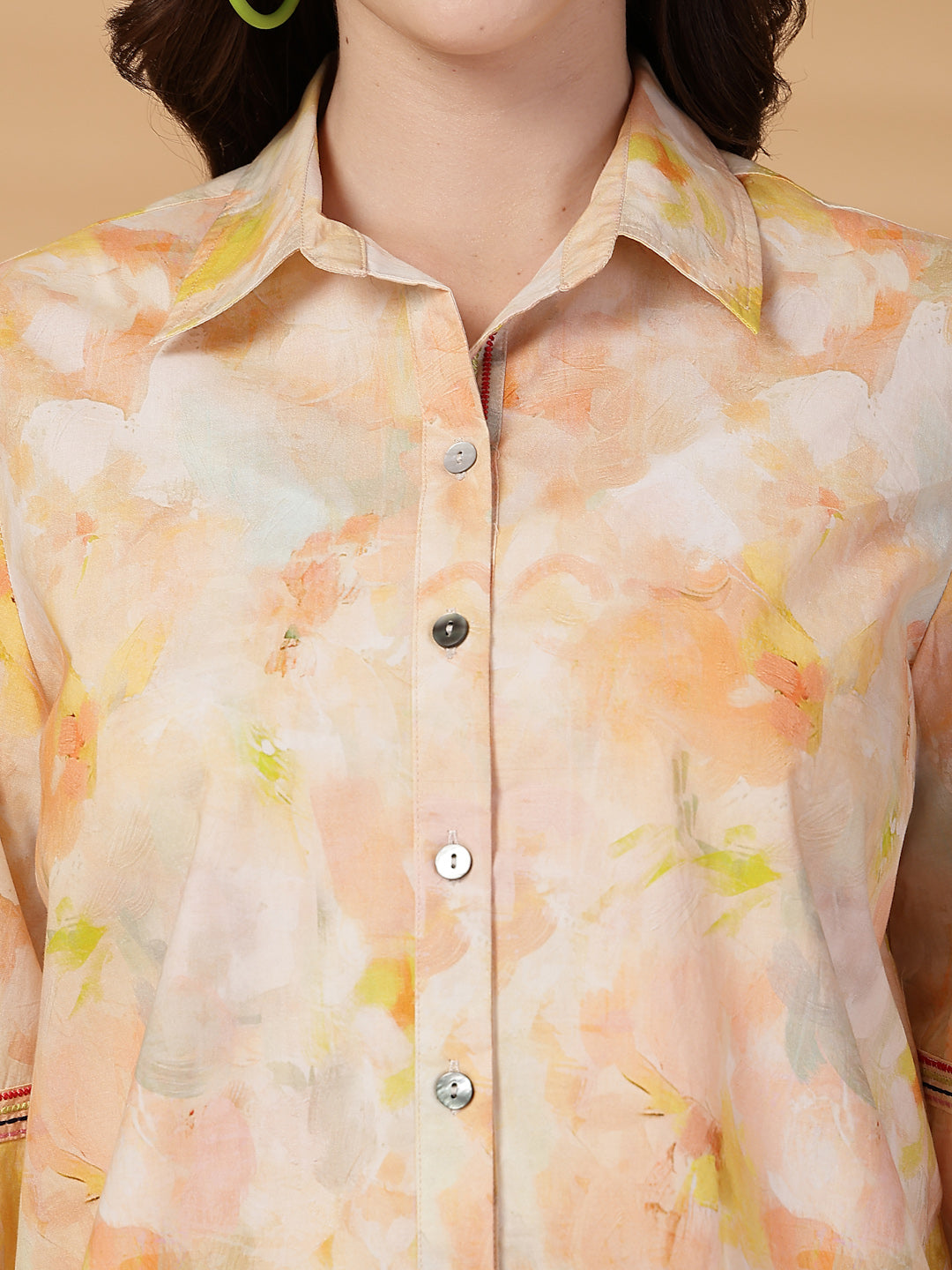 Gipsy Orange Floral Cotton Shirt